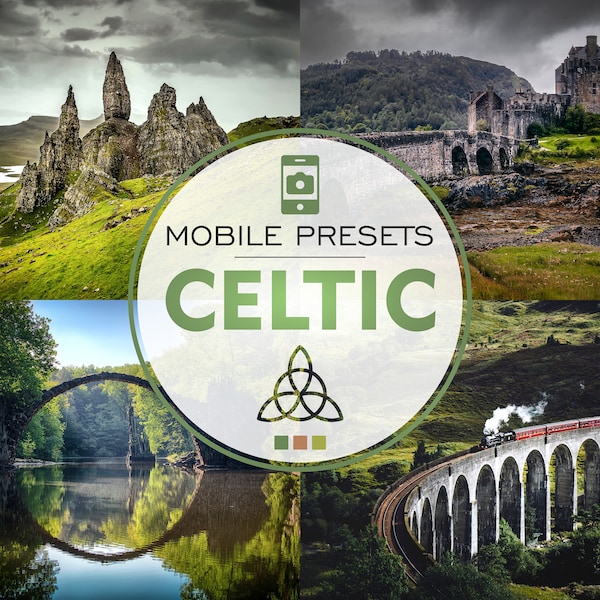 4 Lightroom MOBILE Presets + DESKTOP Presets CELTIC Presets Forest Preset Moody Preset Green Presets Instagram Presets Photoshop Presets