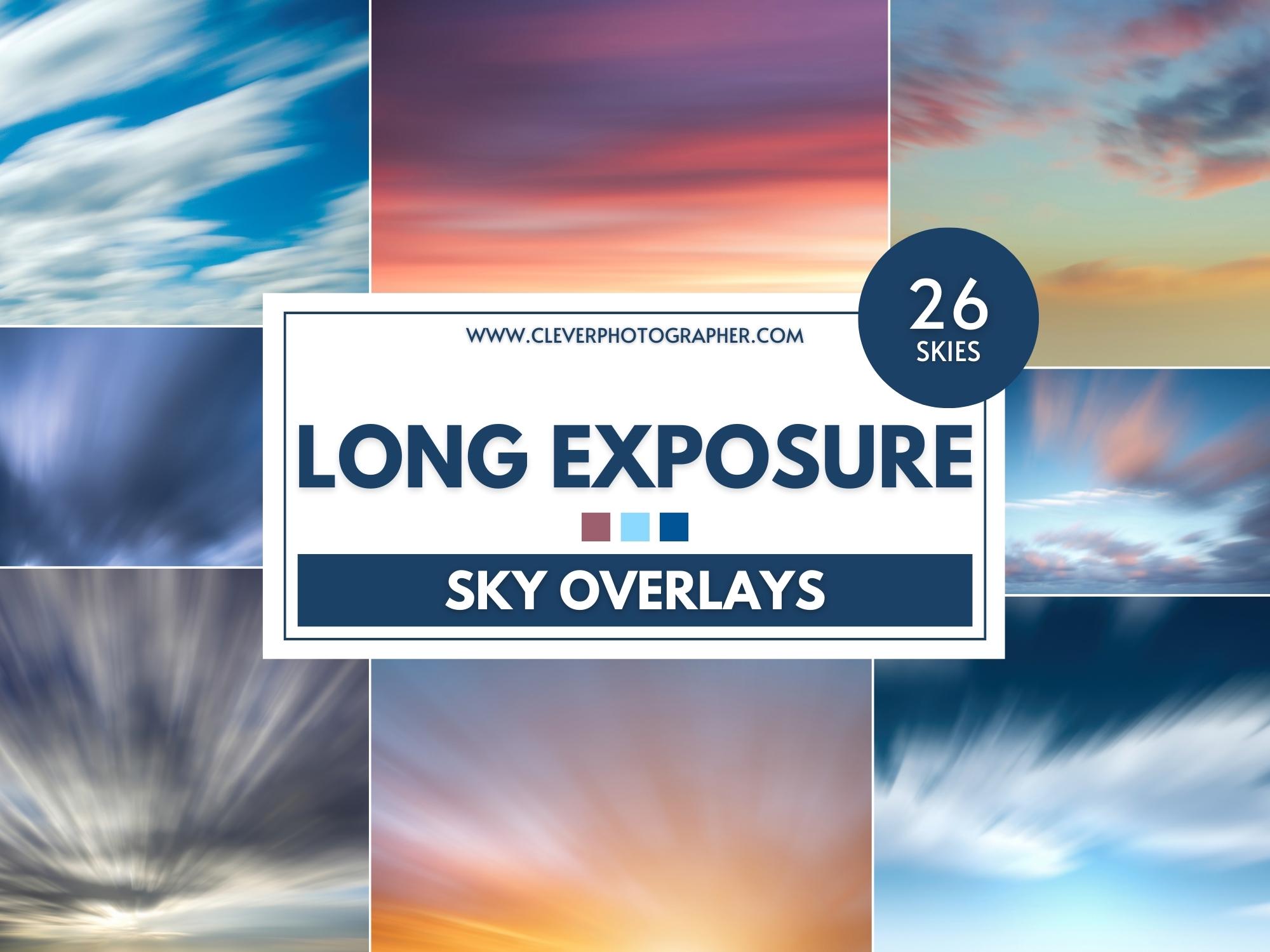 26 Long Exposure Sky Textures & Overlays | Super High Quality | Photoshop Overlays | Luminar NEO Skies | Sky Replacements | Backgrounds