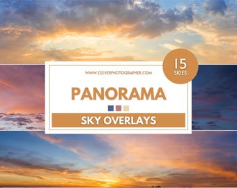 15 Panorama Sky Textures & Overlays | Super High Quality | Photoshop Overlays | Luminar NEO Skies | Sky Replacements | Backgrounds