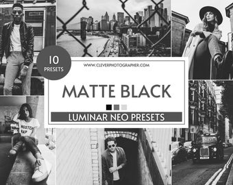 10 Luminar NEO Matte Black Presets by Jakub Bors | Adjustable Non-Destructive Photo Filters for Stunning RAW & JPEG Edits | Skylum