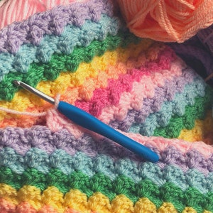 Crochet rainbow blanket pattern, INSTANT PDF DOWNLOAD, Rainbow blanket crochet pattern, easy crochet patterns, crochet blanket, pattern image 10