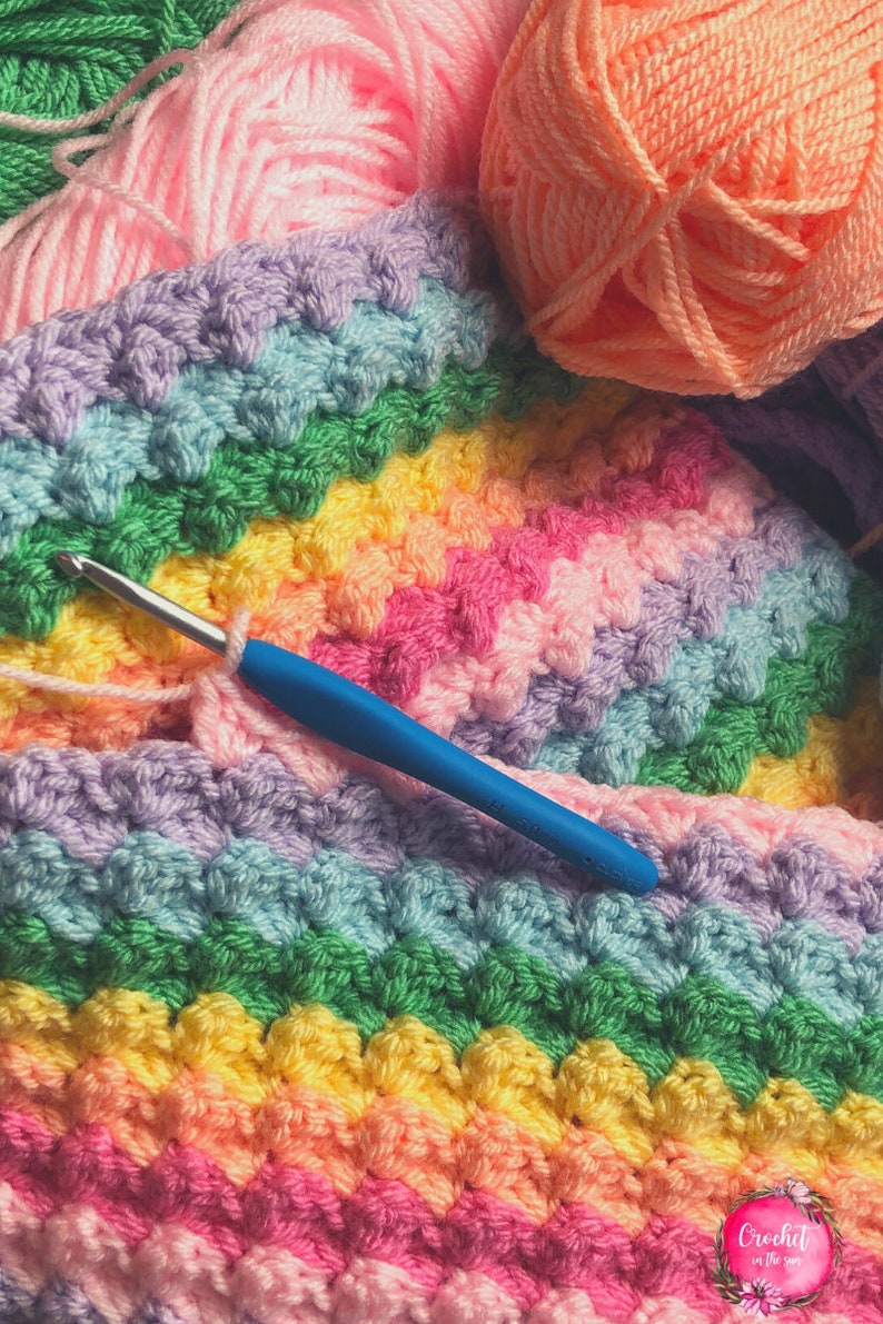 Crochet rainbow blanket pattern, INSTANT PDF DOWNLOAD, Rainbow blanket crochet pattern, easy crochet patterns, crochet blanket, pattern image 10