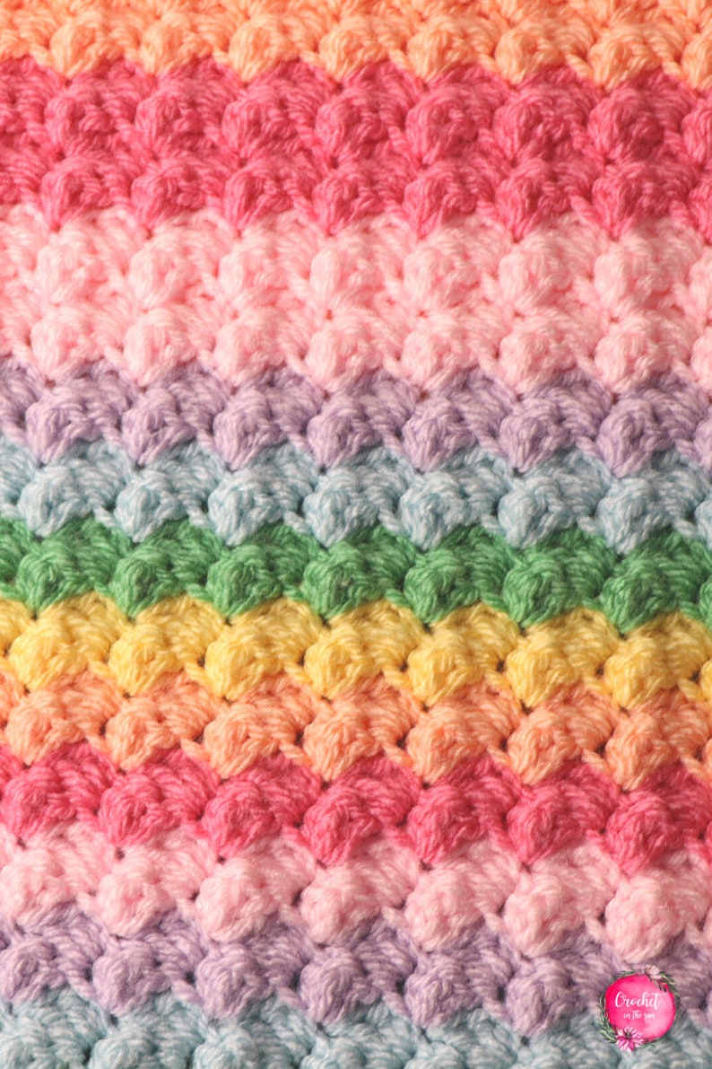 Crochet rainbow blanket pattern, INSTANT PDF DOWNLOAD, Rainbow blanket crochet pattern, easy crochet patterns, crochet blanket, pattern image 6