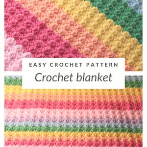 Crochet rainbow blanket pattern, INSTANT PDF DOWNLOAD, Rainbow blanket crochet pattern, easy crochet patterns, crochet blanket, pattern image 3