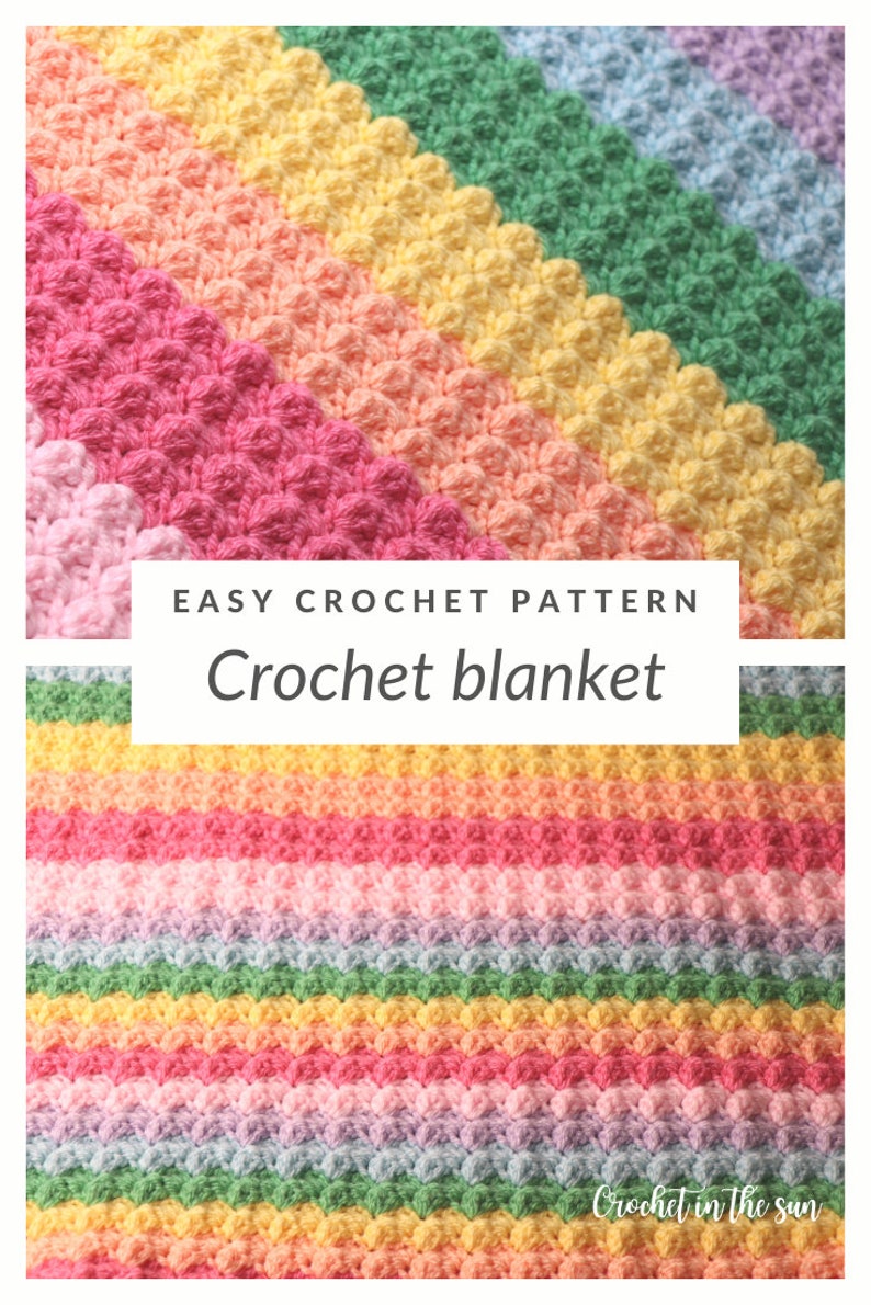 Crochet rainbow blanket pattern, INSTANT PDF DOWNLOAD, Rainbow blanket crochet pattern, easy crochet patterns, crochet blanket, pattern image 3