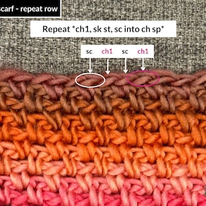 Moss stitch crochet scarf, Crochet scarf pattern, INSTANT PDF DOWNLOAD, moss stitch scarf, crochet pattern, easy crochet pattern image 9