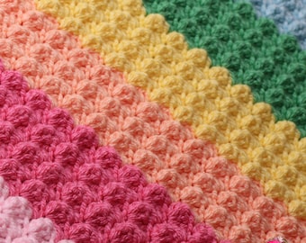 Crochet rainbow blanket pattern, INSTANT PDF DOWNLOAD, Rainbow blanket crochet pattern, easy crochet patterns, crochet blanket, pattern