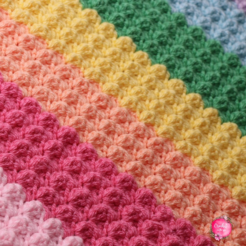 Crochet rainbow blanket pattern, INSTANT PDF DOWNLOAD, Rainbow blanket crochet pattern, easy crochet patterns, crochet blanket, pattern image 1