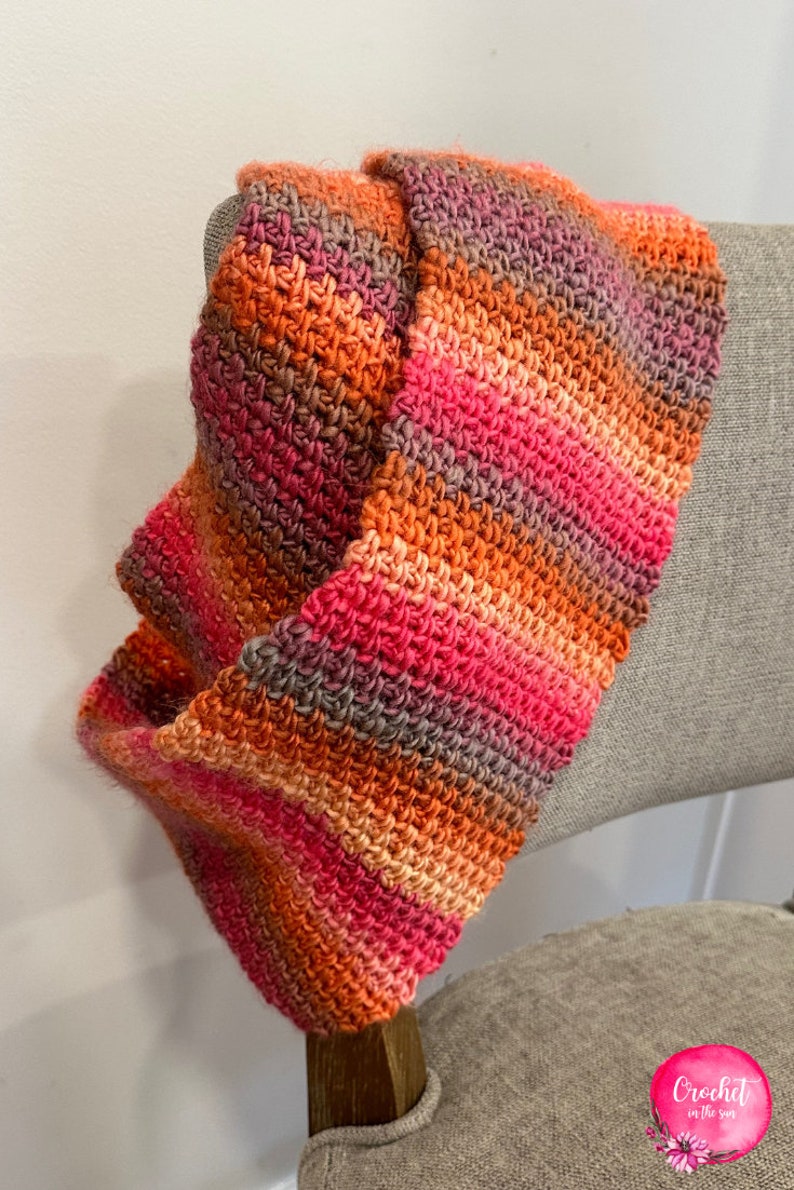 Moss stitch crochet scarf, Crochet scarf pattern, INSTANT PDF DOWNLOAD, moss stitch scarf, crochet pattern, easy crochet pattern image 4