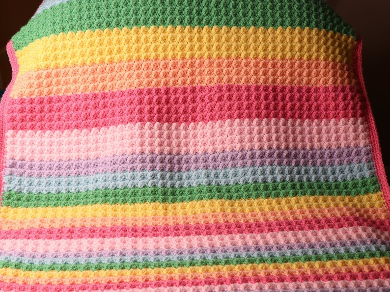 Crochet rainbow blanket pattern, INSTANT PDF DOWNLOAD, Rainbow blanket crochet pattern, easy crochet patterns, crochet blanket, pattern image 2