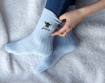 Personalised Embroidered Bee Snug Socks