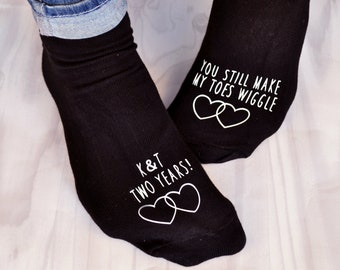 Toes Wiggle Anniversary Cotton Socks: Personalised Couple Gift