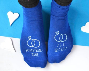 Something Blue Personalised Groom's Wedding Socks