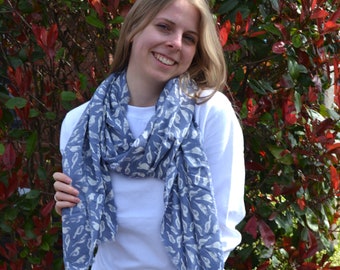 Blue Illustrative Bird Scarf