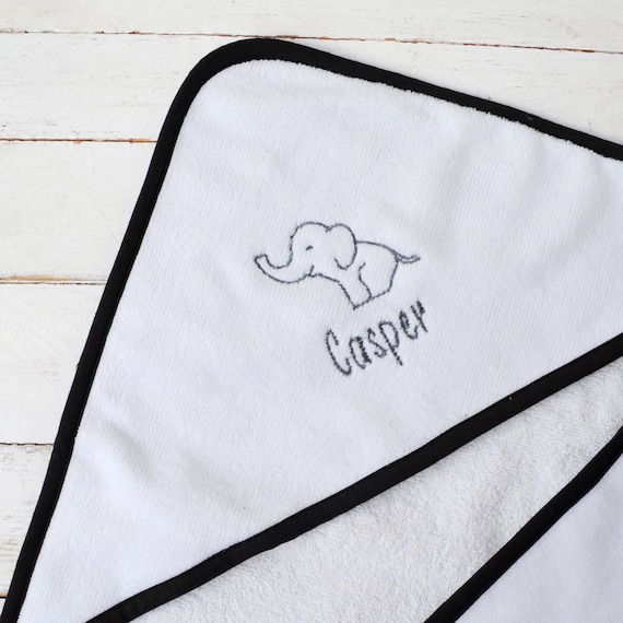 Elephant Embroidered Hooded Baby Towel UK
