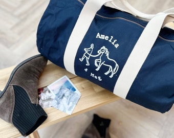 Horse And Owner Personalised Duffle Bag