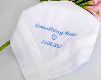 Something Blue Personalised Wedding Handkerchief