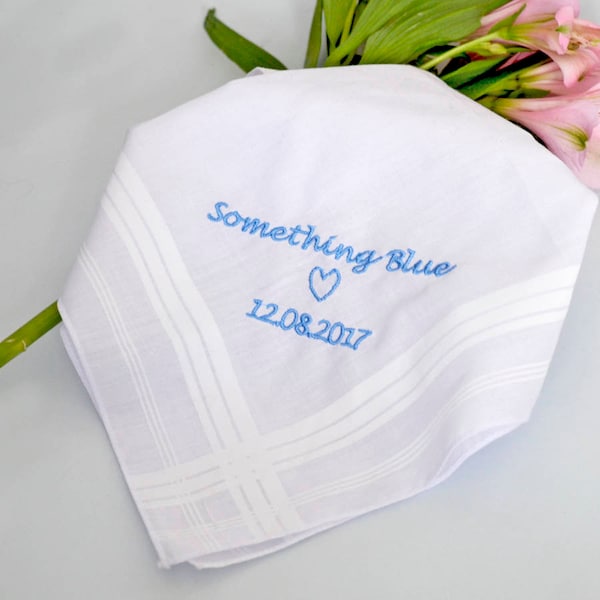 Something Blue Personalised Wedding Handkerchief