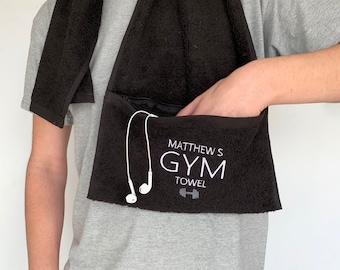 Personalised Gym Towel With Zip Pocket