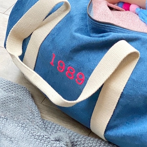 Personalisierte Jahr Denim Seesack | Geschenke für sie | Geburtsjahr Tasche | runder Geburtstag | wieder zur Schultüte | Geschenke für Töchter | nützlich
