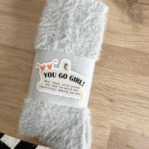 Wrapped Fluffy You Go Girl Sequin Gift Socks