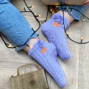 Embroidered Knitted Slipper Socks image 3