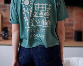 The veg patch is calling organic cotton t shirt | women's gardening t shirt | gift for gardener | allotment lover gift