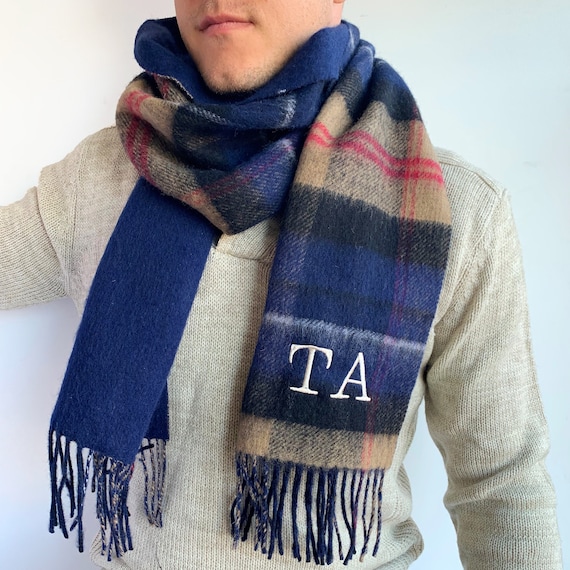 Lambswool Scarf Nice Mens Scarf Men's Tartan Monogram Lambswool Scarf