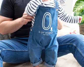 Organic Personalised Baby Dungarees