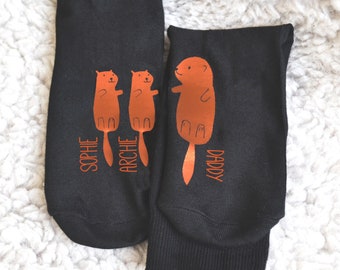 Personalisierte Daddy And Me Otter Socken