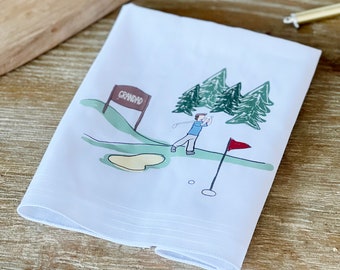 Personalised Golf Scene Handkerchief