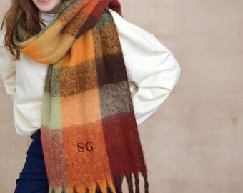 Personalised Chunky Brown Checked Scarf