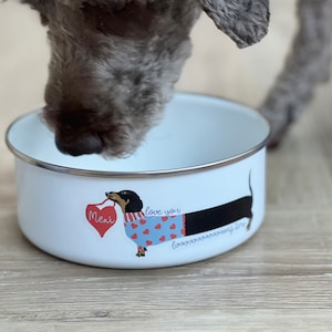 Love You Long Time Sausage Dog Bowl | sausage dog lovers | travel dog bowl | cute pet gifts | personalised pet bowl | dog parents