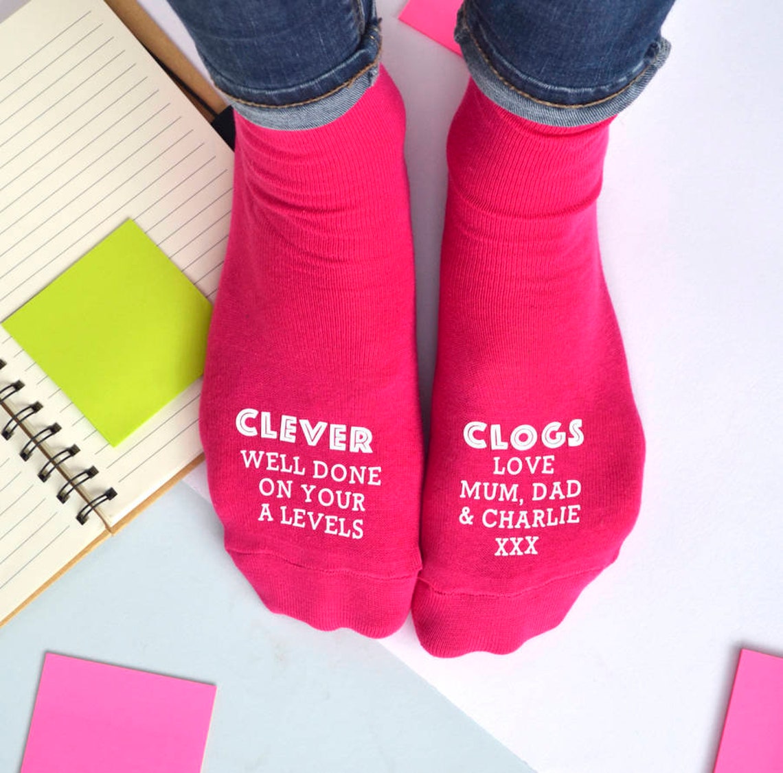 Personalised Clever Clogs Exam Result Socks Etsy