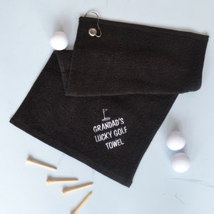 Personalised Lucky Golf Towel | gifts for him | golf lover gifts | golf hobby gifts | golfing grandad | golfing dad | useful gifts