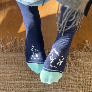 Chaussettes personnalisées cheval et propriétaire image 1