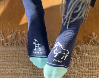 Horse And Owner Personalised Socks