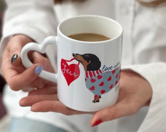 Te amo mucho tiempo salchicha perro taza personalizada