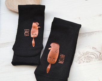 Personalised Otters Socks | daddy and me | mummy and me | couple gifts | engagement gifts | birthday gifts for your partner