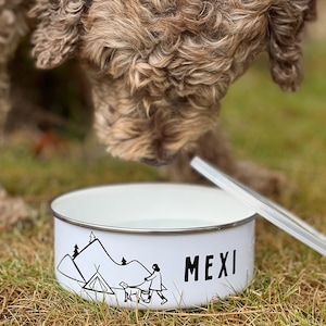 Personalised Camping Dog Bowl With Lid