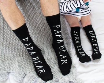 Personalised Daddy Bear Twinning Set Of Socks