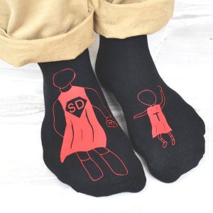 Personalised Daddy and Me Super Hero Socks | daddy my hero | father&#39;s day socks | gifts from the kids | for daddy | cute keepsake gifts