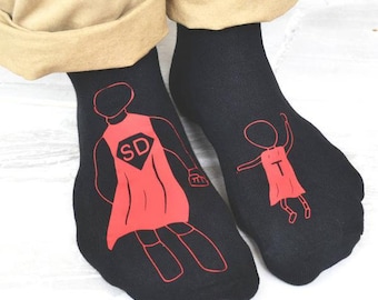 Calcetines personalizados de papá y yo superhéroes