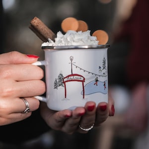 Personalised Ice Skating Scene Mug | metal mug | winter warmer | outdoor mug | campfire mug | ice skating lovers | winter sports
