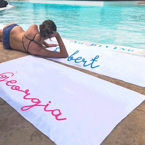 Personalised Name Holiday Towel | island style | beach towel | hen do gifts | honeymoon gifts | milestone birthday | travel lover gifts