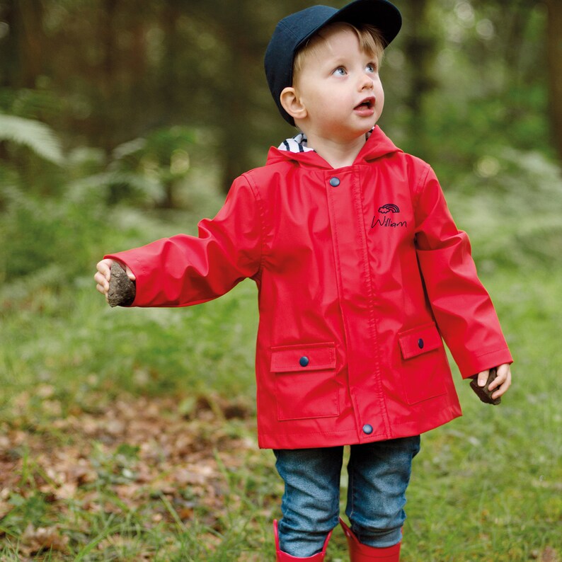 kids raincoat (two prints available) – beo Images... Personalised Embroidered Children's Rain Coat - Etsy