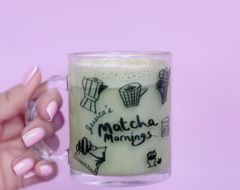 Personalised Glass Matcha Mug