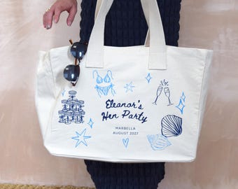 Hen Party Personalised Tote Bag | Girls Trip Bag | Bridal Party Summer Party Bag