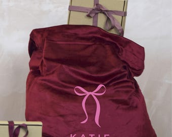 Personalised Velvet Bow Sack