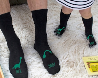 Personalised Daddy And Me Dinosaur Socks